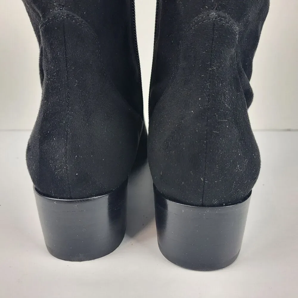 Marc Fisher Yaki Over The Knee Boots Black Vegan Suede Stretch Size 7M